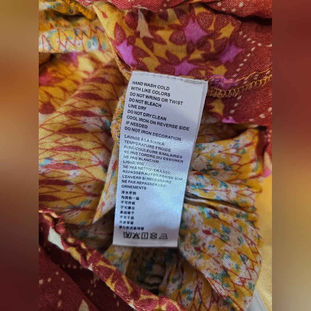 Free People Red and Yellow Patterned Midi Dress - Picture 9 of 10